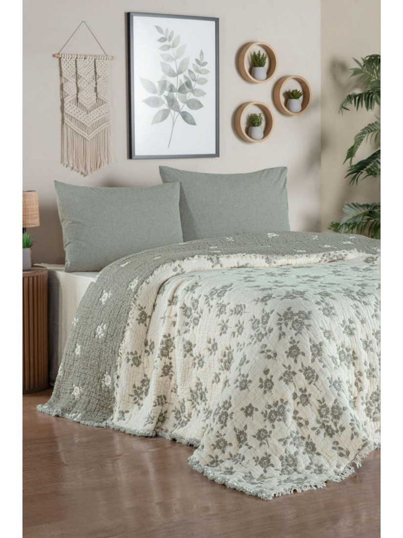 Муслиновое покрывало Şikel Home Diabella Серый 240×260 см (100% хлопок)